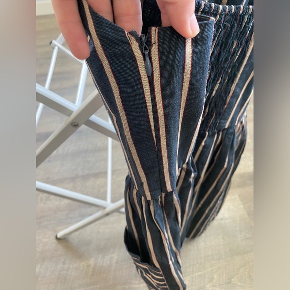 Stripped navy blue/red/cream color mini dress - Picture 3 of 4